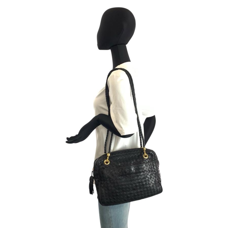 美品 BOTTEGAVENETA ボッテガヴェネタ イントレチャート ブラック 黒 ゴールド金具 9G00005032G510 ショルダーバッグ レディース 601351_4