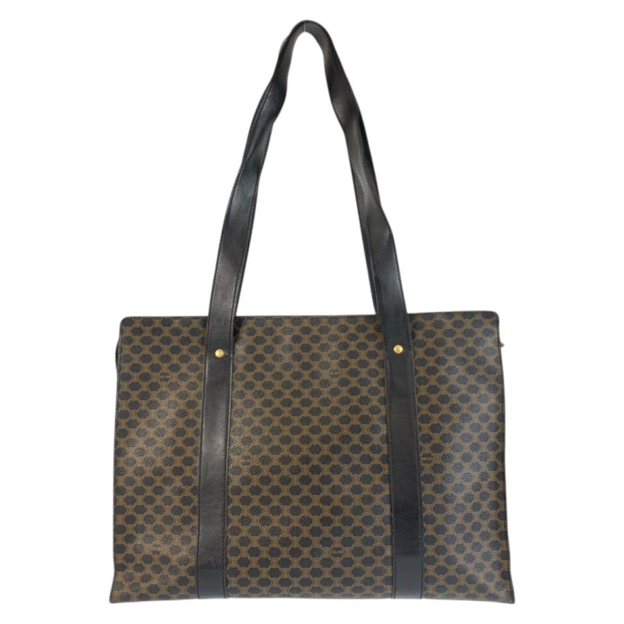CELINE セリーヌ ヴィンテージ マカダム ブラック 黒 ブラウン PVC/レザー MC96 トートバッグ ショルダーバッグ レディース 601362_1