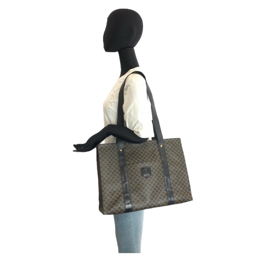 CELINE セリーヌ ヴィンテージ マカダム ブラック 黒 ブラウン PVC/レザー MC96 トートバッグ ショルダーバッグ レディース 601362_5