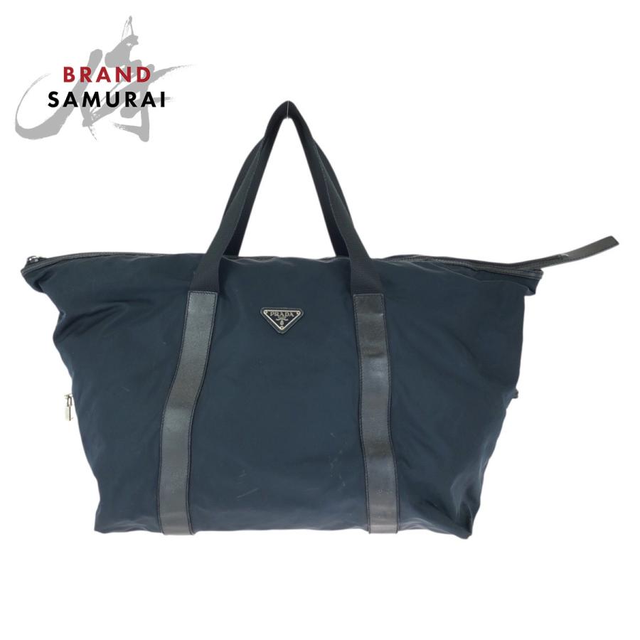 PRADA プラダ ボストンバッグ トラベルバッグ 三角プレート サフィアーノ PRADA（プラダ） テスート サフィアーノ 三角ロゴプレート ネイビー