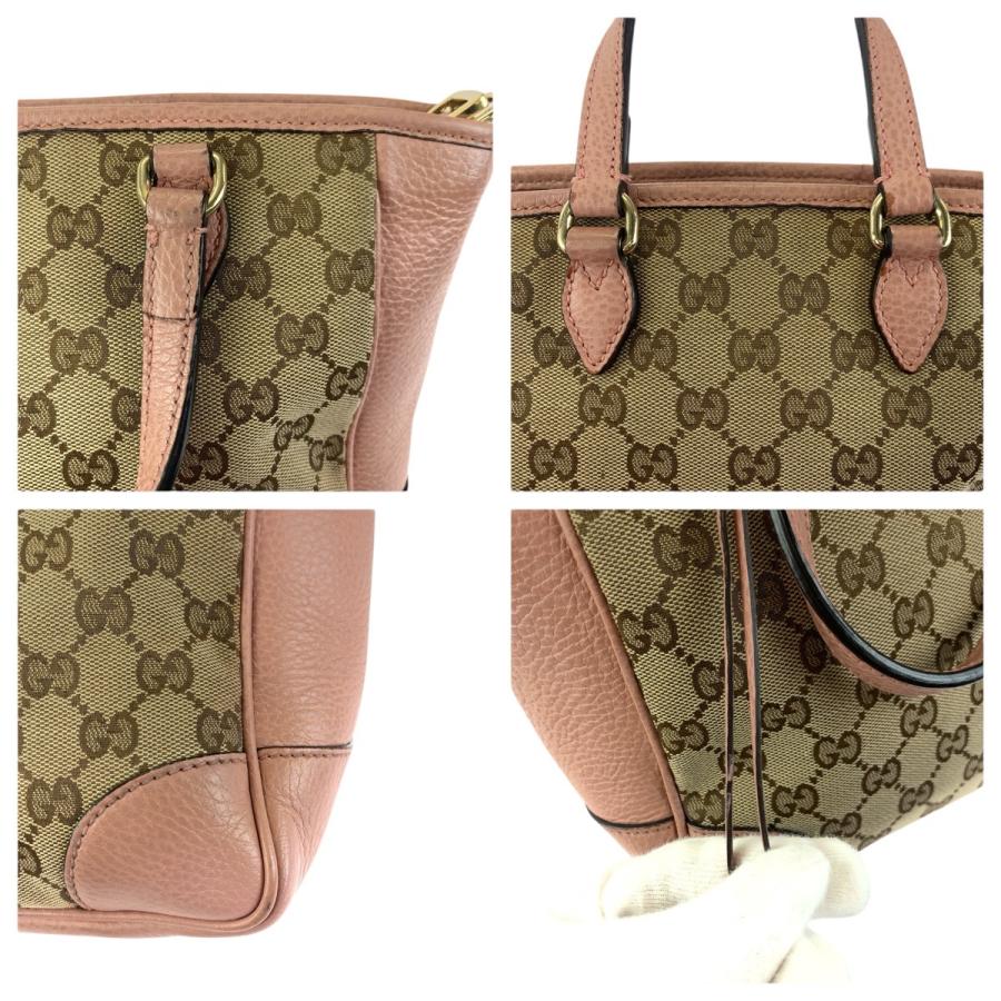 美品 GUCCI グッチ 2way ベージュ ピンク ゴールド金具 GGキャンバス/レザー 449241 トートバッグ ショルダーバッグ レディース 601383_5