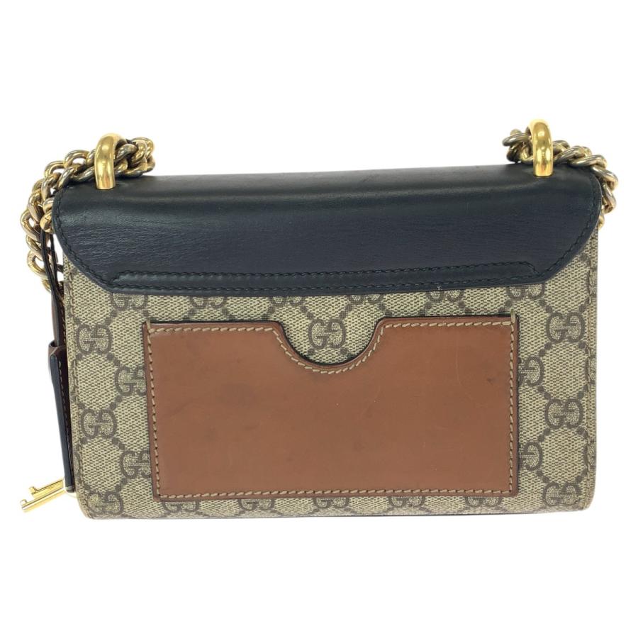 GUCCI グッチ パドロック ベージュ ブラック ゴールド金具 GGスプリームキャンバス/レザー 409487 チェーンショルダーバッグ 601392
