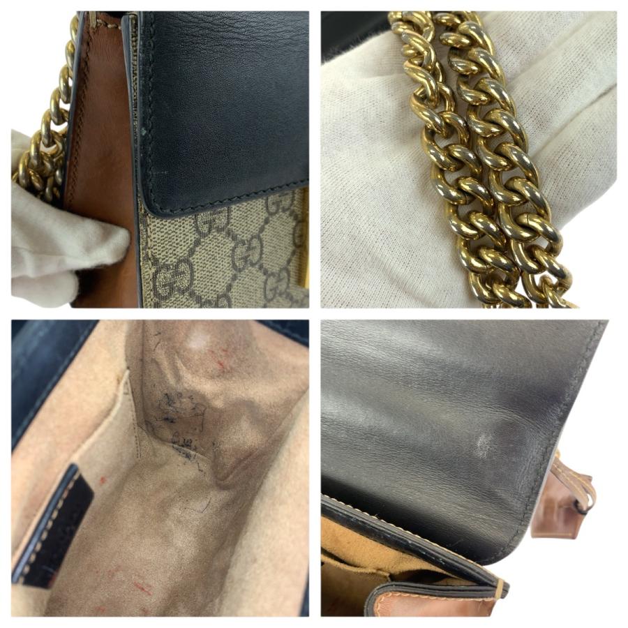 GUCCI グッチ パドロック ベージュ ブラック ゴールド金具 GGスプリームキャンバス/レザー 409487 チェーンショルダーバッグ 601392