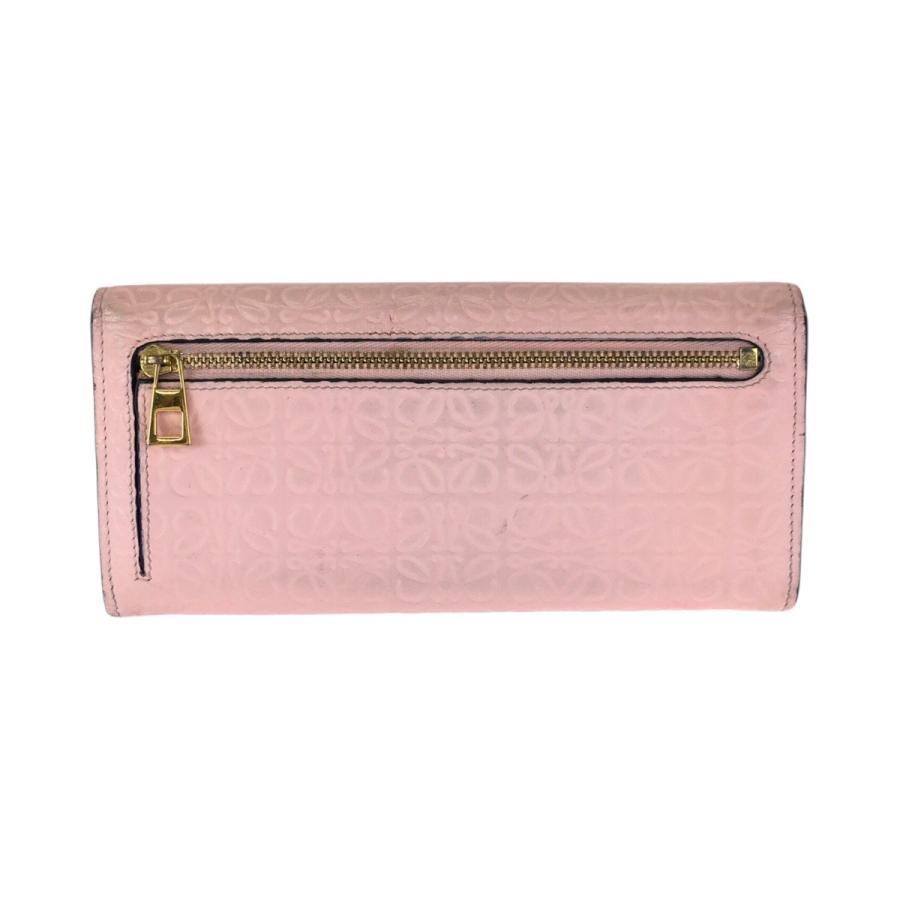LOEWE（ロエベ） 美品 アナグラム ピンク ゴールド金具 レザー 長財布