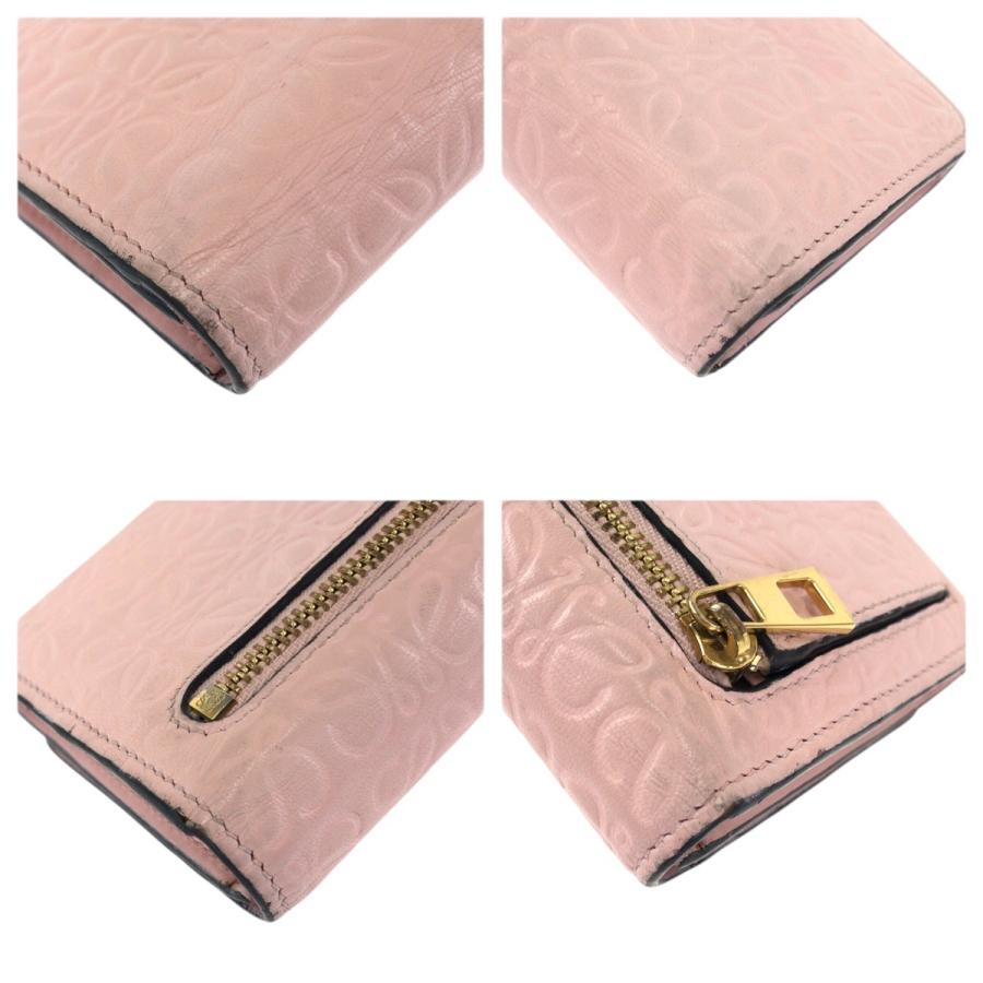 LOEWE（ロエベ） 美品 アナグラム ピンク ゴールド金具 レザー 長財布