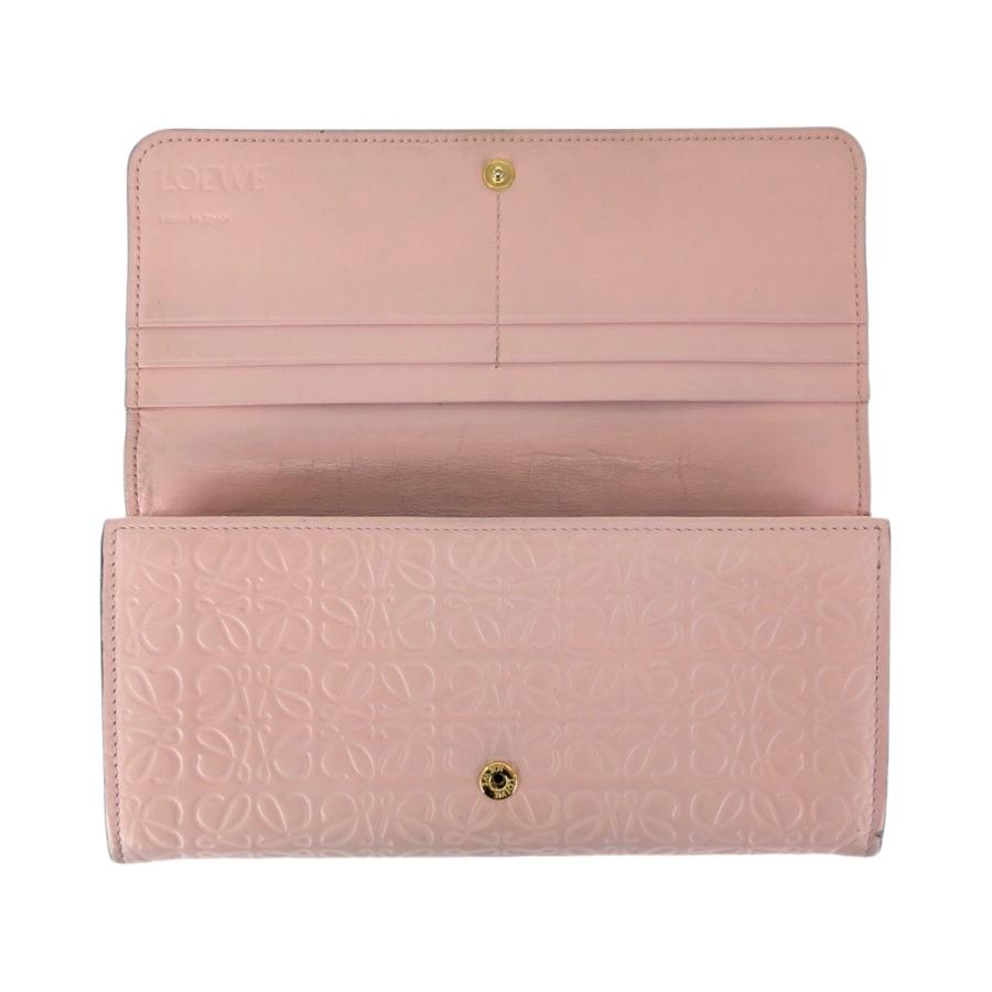 LOEWE（ロエベ） 美品 アナグラム ピンク ゴールド金具 レザー 長財布