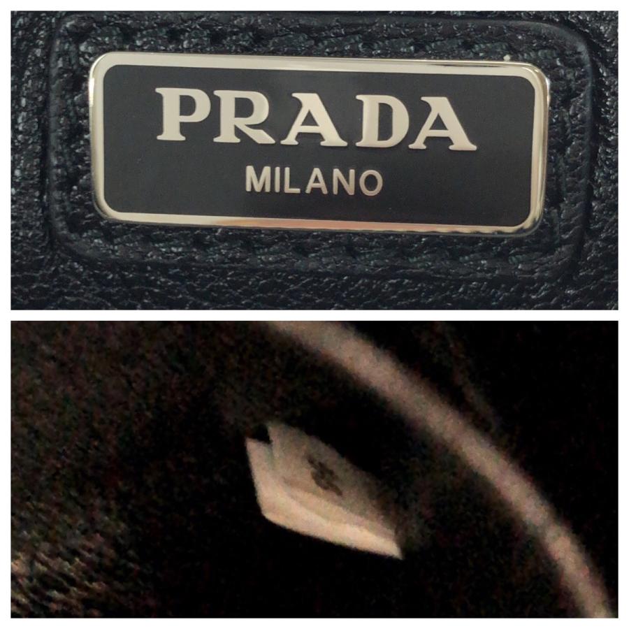 美品 PRADA プラダ サフィアーノ ネイビー オレンジ シルバー金具