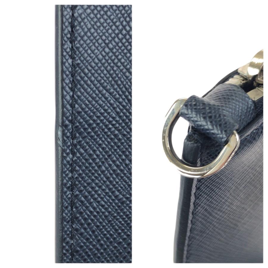 美品 PRADA プラダ サフィアーノ ネイビー オレンジ シルバー金具