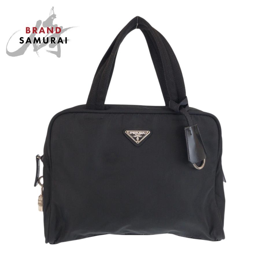 PRADA（プラダ） テスート 三角ロゴプレート ブラック 黒 シルバー金具