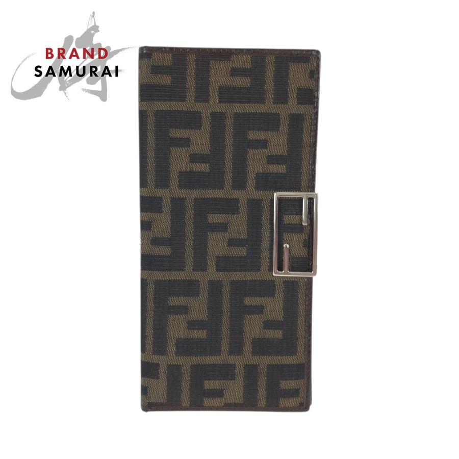 ✨️美品 フェンディ ズッカ柄 長財布 キャンバス レザー ダークブラウン FENDI（フェンディ） 美品 ズッカ ダークブラウン シルバー金具