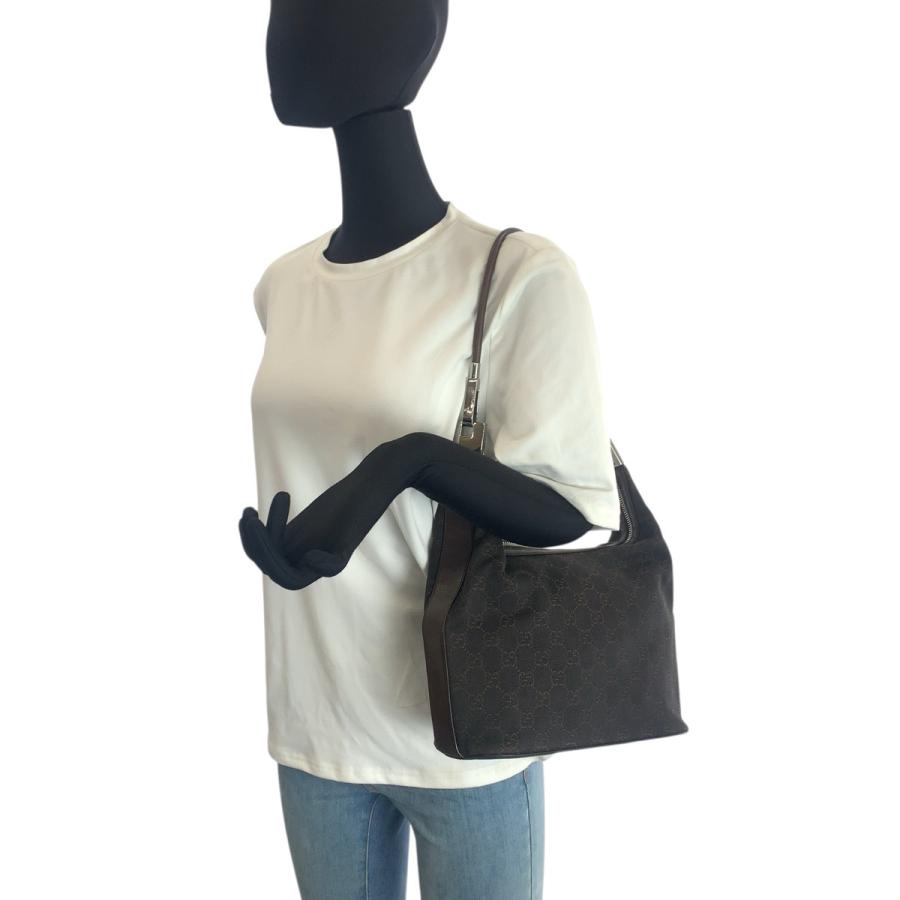 美品 GUCCI グッチ ブラウン ダークブラウン シルバー金具 GGキャンバス/レザー 01234 ショルダーバッグ ハンドバッグ レディース 601491_6