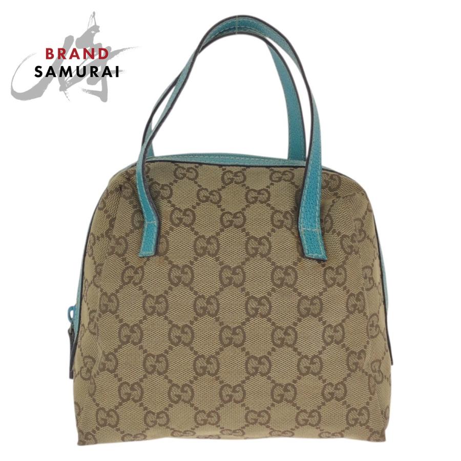 GUCCI（グッチ） 美品 ベージュ ライトブルー GGキャンバス/レザー 