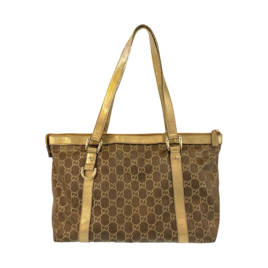 初*ん様 ◇ GUCCI グッチ アビートートバッグ GGキャンバス×レザー レ GUCCI（グッチ） アビー ゴールド ブラウン ゴールド金具 GGキャンバス