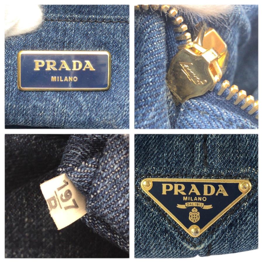PRADA プラダ カナパ 三角ロゴプレート ブルー ゴールド金具 デニム トートバッグ ハンドバッグ レディース 601547 | PRADA | 03