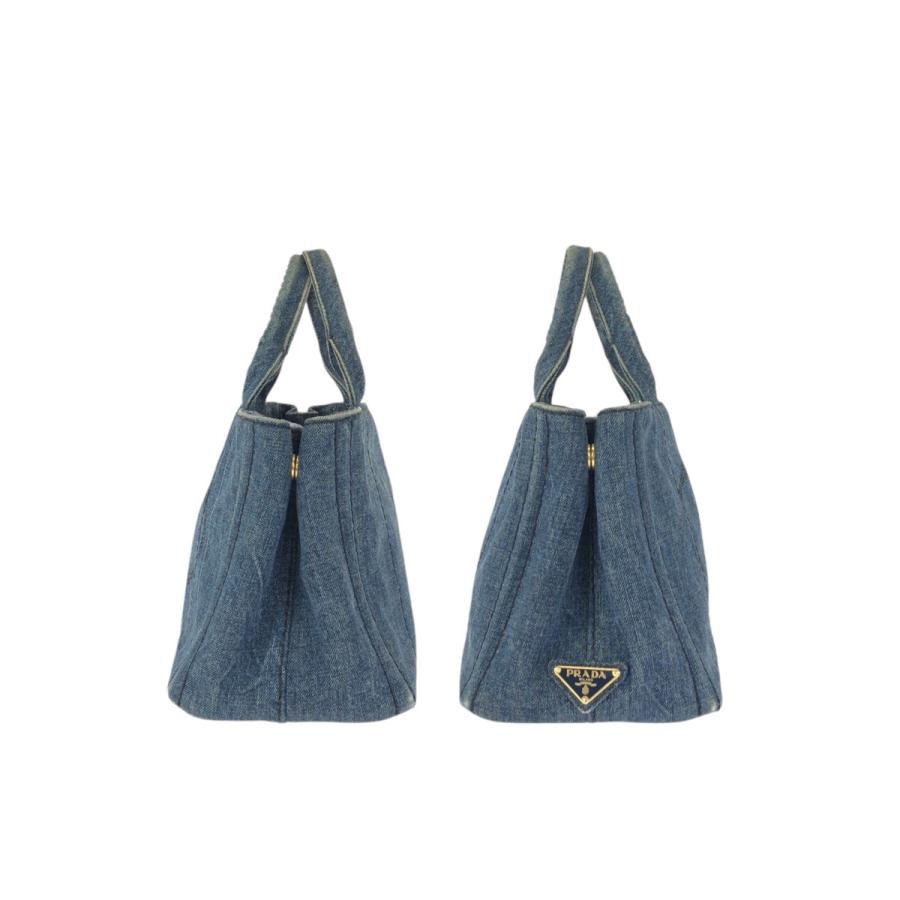 PRADA プラダ カナパ 三角ロゴプレート ブルー ゴールド金具 デニム トートバッグ ハンドバッグ レディース 601547 | PRADA | 07