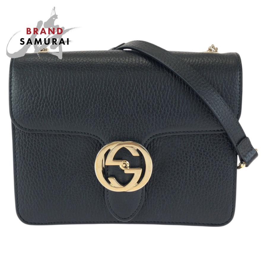 GUCCI グッチ インターロッキングG ブラック 黒 ゴールド金具 レザー 510304 チェーンショルダーバッグ レディース 601549 | GUCCI