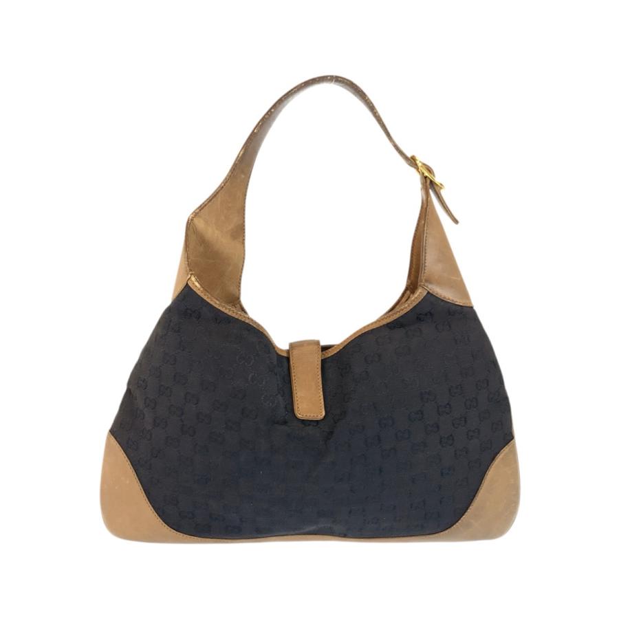 GUCCI グッチ オールドグッチ シェリーライン ブラック ブラウン ゴールド金具 GGキャンバス/レザー ショルダーバッグ ホーボー 601554 | GUCCI | 01