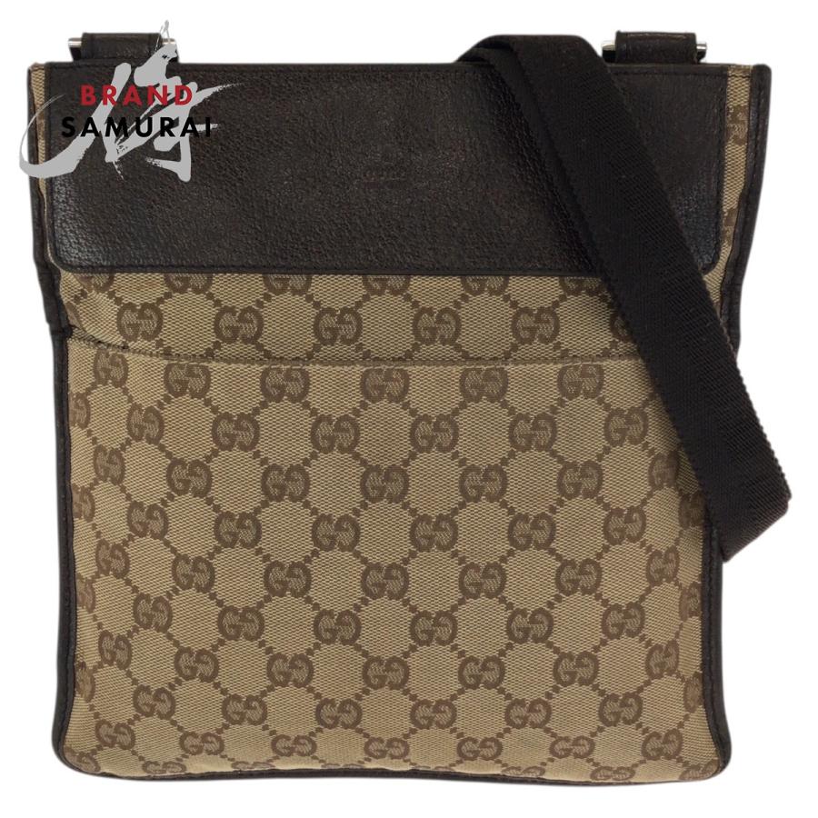 GUCCI グッチ ベージュ ダークブラウン  GGキャンバス/レザー 27639 ショルダーバッグ ポシェット レディース 601555 | GUCCI