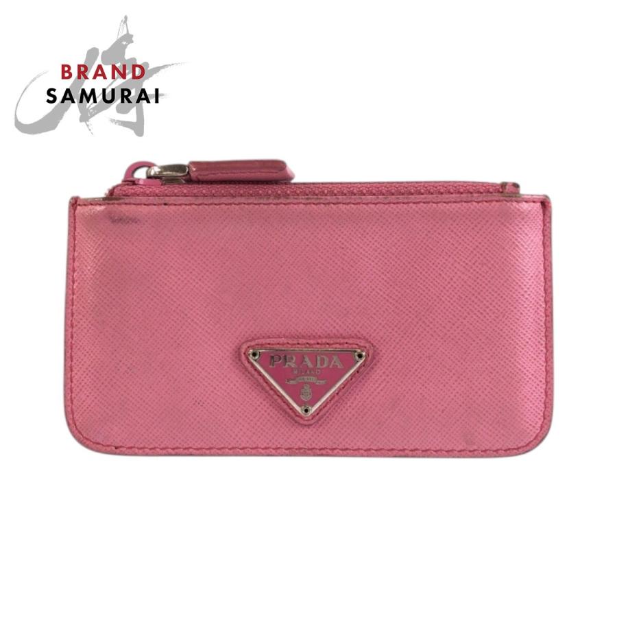 PRADA（プラダ） サフィアーノ 三角ロゴプレート ピンク シルバー金具