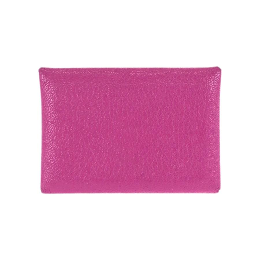 美品 HERMES エルメス カルヴィ デュオ ローズパープル ピンク ゴールド金具 シェーブル カードケース 名刺入れ コインケース Z刻印 601590_1