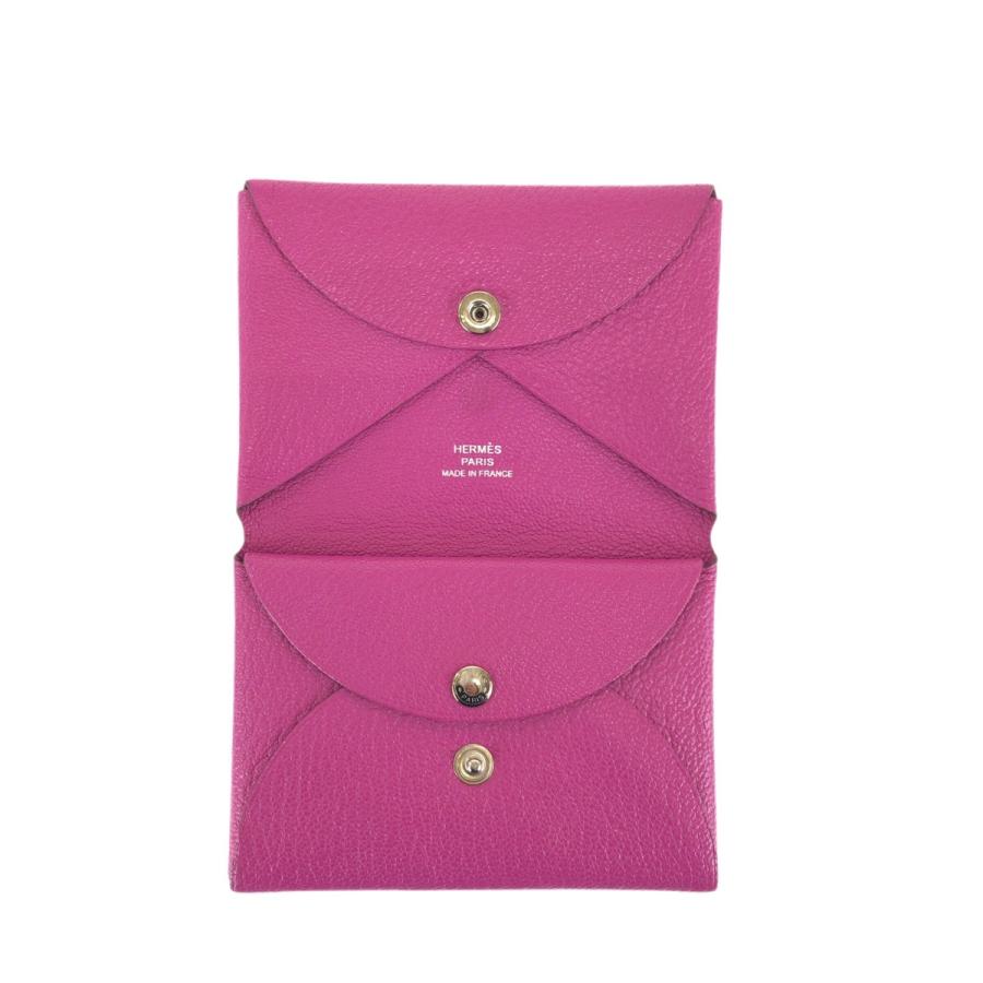 美品 HERMES エルメス カルヴィ デュオ ローズパープル ピンク ゴールド金具 シェーブル カードケース 名刺入れ コインケース Z刻印 601590_6