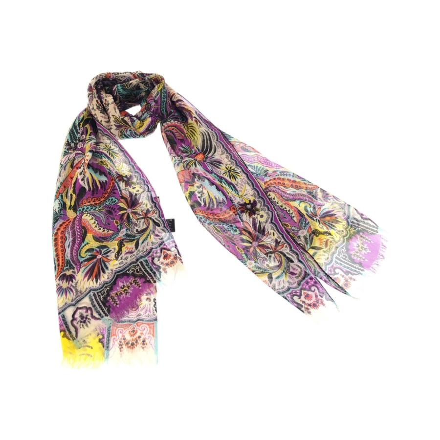美品 ETRO エトロ ペイズリー柄 パープル イエロー ホワイト シルク スカーフ ストール レディース 601601 | ETRO | 02