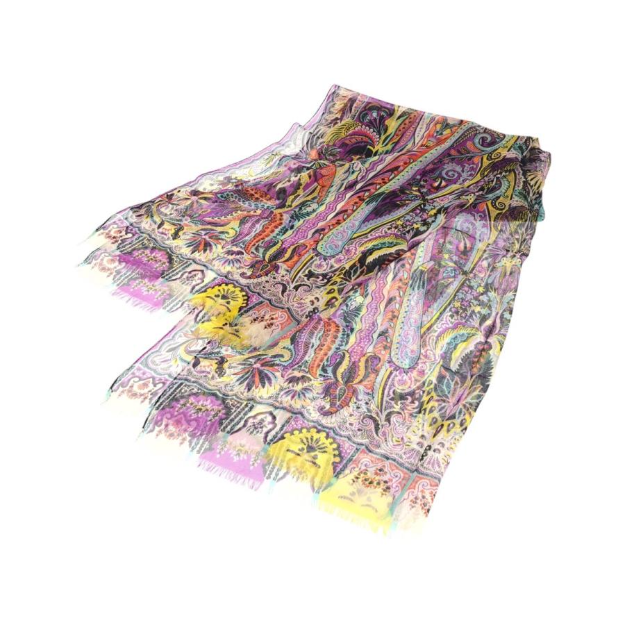 美品 ETRO エトロ ペイズリー柄 パープル イエロー ホワイト シルク スカーフ ストール レディース 601601 | ETRO | 03