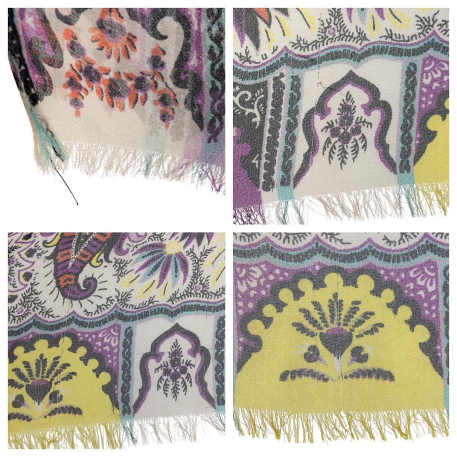 美品 ETRO エトロ ペイズリー柄 パープル イエロー ホワイト シルク スカーフ ストール レディース 601601 | ETRO | 04