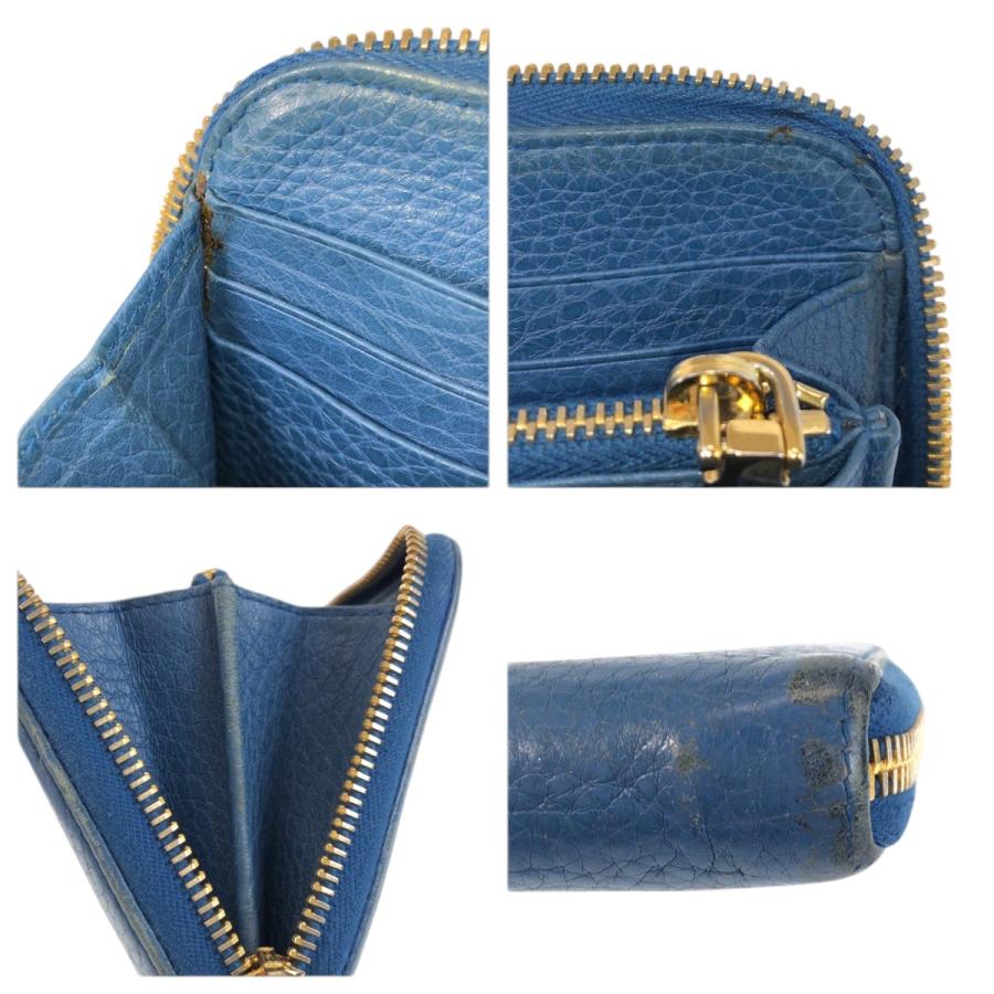 PRADA プラダ ブルー ゴールド金具 レザー 長財布 ロングウォレット レディース 601613 【中古】 PRADA（プラダ） ブルー ゴールド金具 レザー 長財布 ロングウォレット