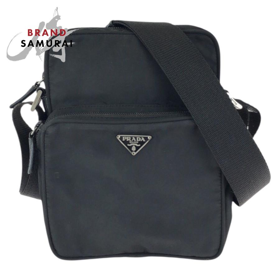 PRADA（プラダ） テスート 三角ロゴプレート ブラック 黒 シルバー金具