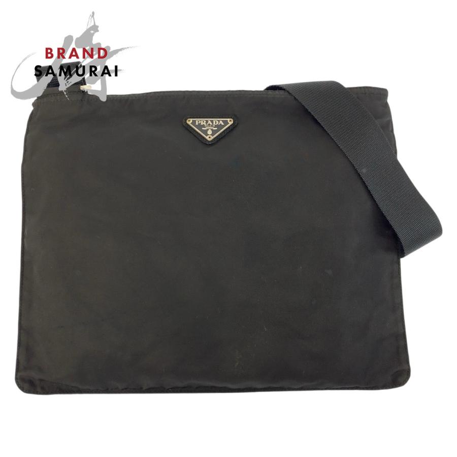 PRADA（プラダ） テスート 三角ロゴプレート ブラック 黒 シルバー金具
