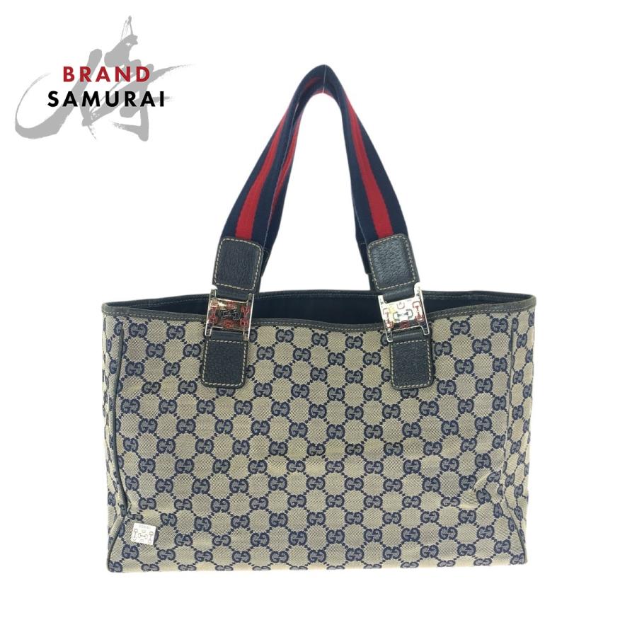 GUCCI グッチ シェリーライン ネイビー シルバー金具 GGキャンバス/レザー 145758 トートバッグ ショルダーバッグ レディース 601697 | GUCCI