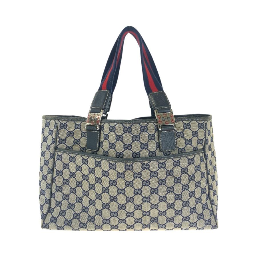 GUCCI グッチ シェリーライン ネイビー シルバー金具 GGキャンバス/レザー 145758 トートバッグ ショルダーバッグ レディース 601697 | GUCCI | 01
