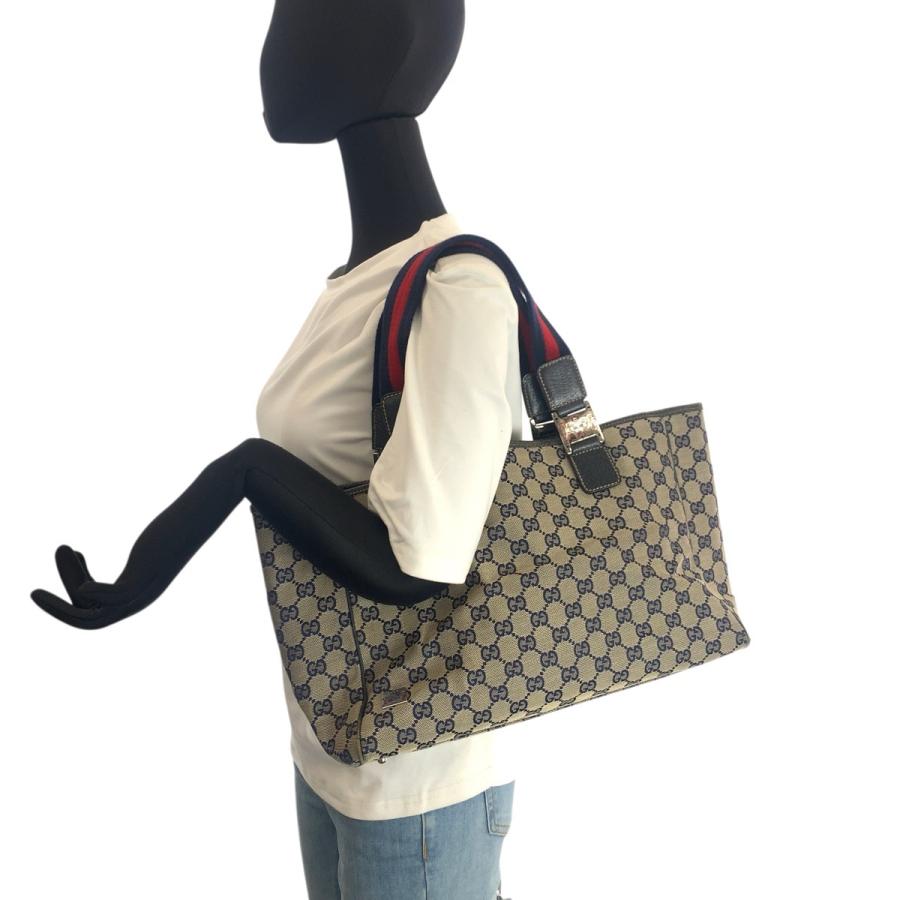 GUCCI グッチ シェリーライン ネイビー シルバー金具 GGキャンバス/レザー 145758 トートバッグ ショルダーバッグ レディース 601697 | GUCCI | 06