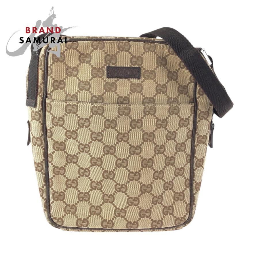 美品 GUCCI グッチ ベージュ ブラウン GGキャンバス/レザー 122759 ショルダーバッグ メッセンジャーバッグ  レディース 601709 | GUCCI