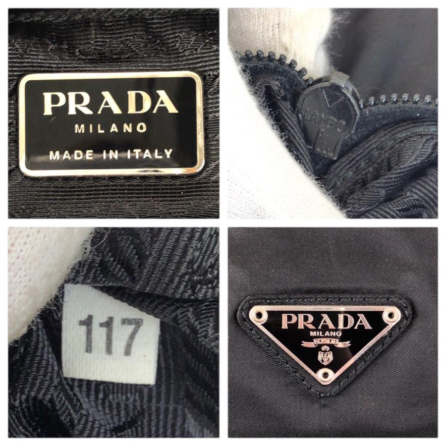 美品 PRADA プラダ テスート 三角ロゴプレート ブラック 黒 シルバー金具 ナイロン トートバッグ ショルダーバッグ レディース 601714