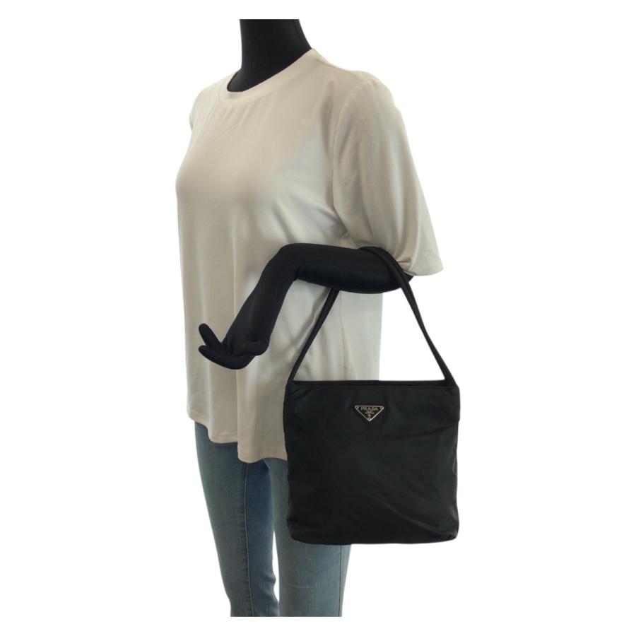 美品 PRADA プラダ テスート 三角ロゴプレート ブラック 黒 シルバー金具 ナイロン トートバッグ ショルダーバッグ レディース 601714