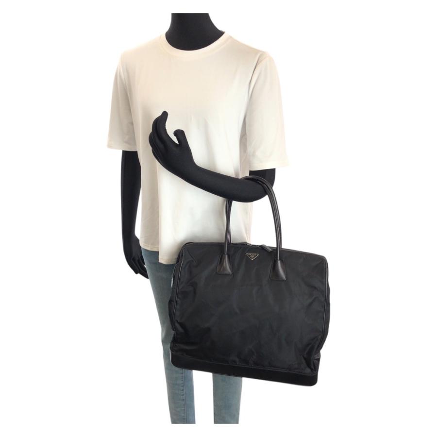 美品 PRADA プラダ テスート 三角ロゴプレート ブラック 黒 シルバー金具 ナイロン/レザー トートバッグ ハンドバッグ レディース 601716_6