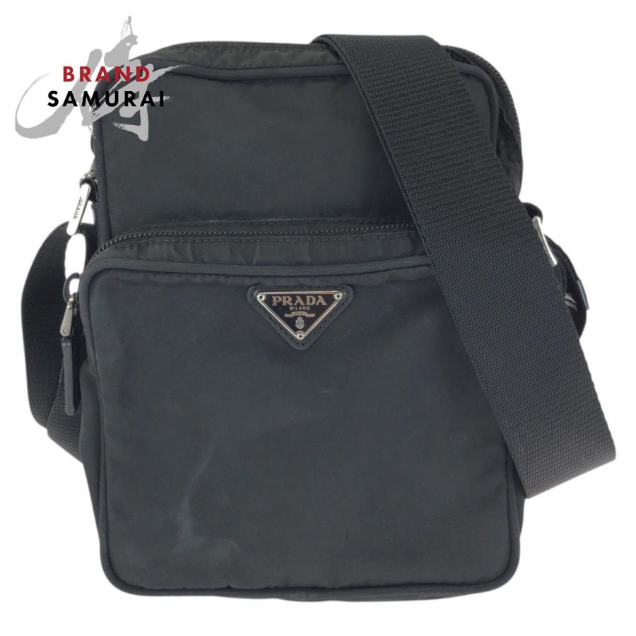 PRADA（プラダ） テスート 三角ロゴプレート ブラック 黒 シルバー金具