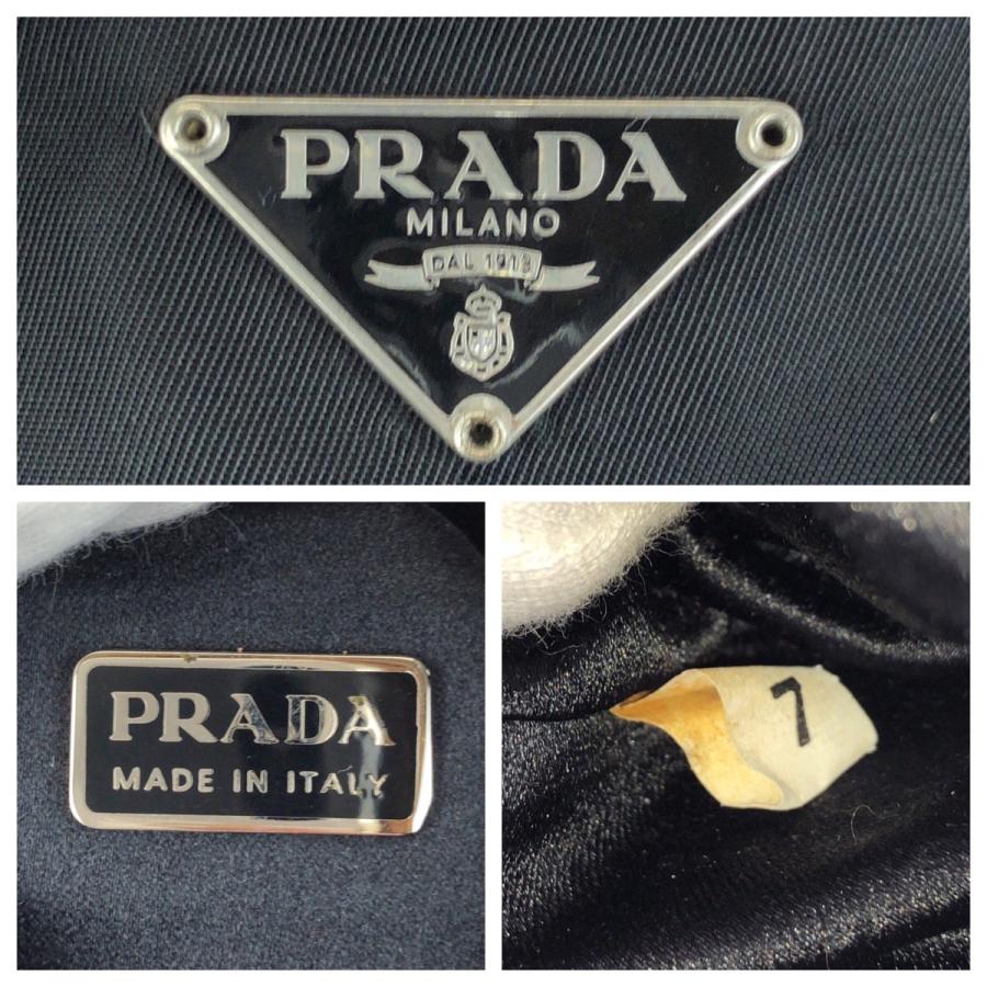 美品 PRADA プラダ テスート 三角ロゴプレート ブラック 黒 シルバー金具 ナイロン/レザー ハンドバッグ アクセサリーポーチ 601745_3
