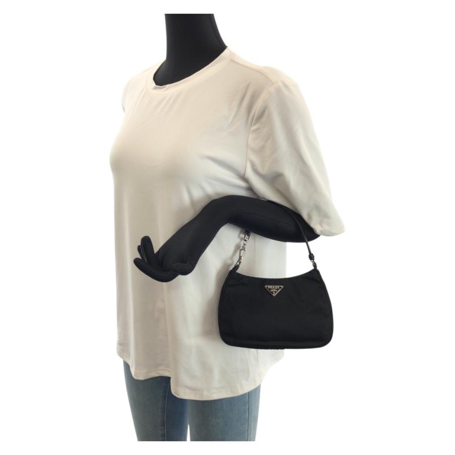 美品 PRADA プラダ テスート 三角ロゴプレート ブラック 黒 シルバー金具 ナイロン/レザー ハンドバッグ アクセサリーポーチ 601745_5