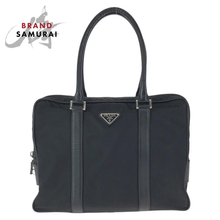 PRADA（プラダ） テスート サフィアーノ 三角ロゴプレート ブラック 黒 