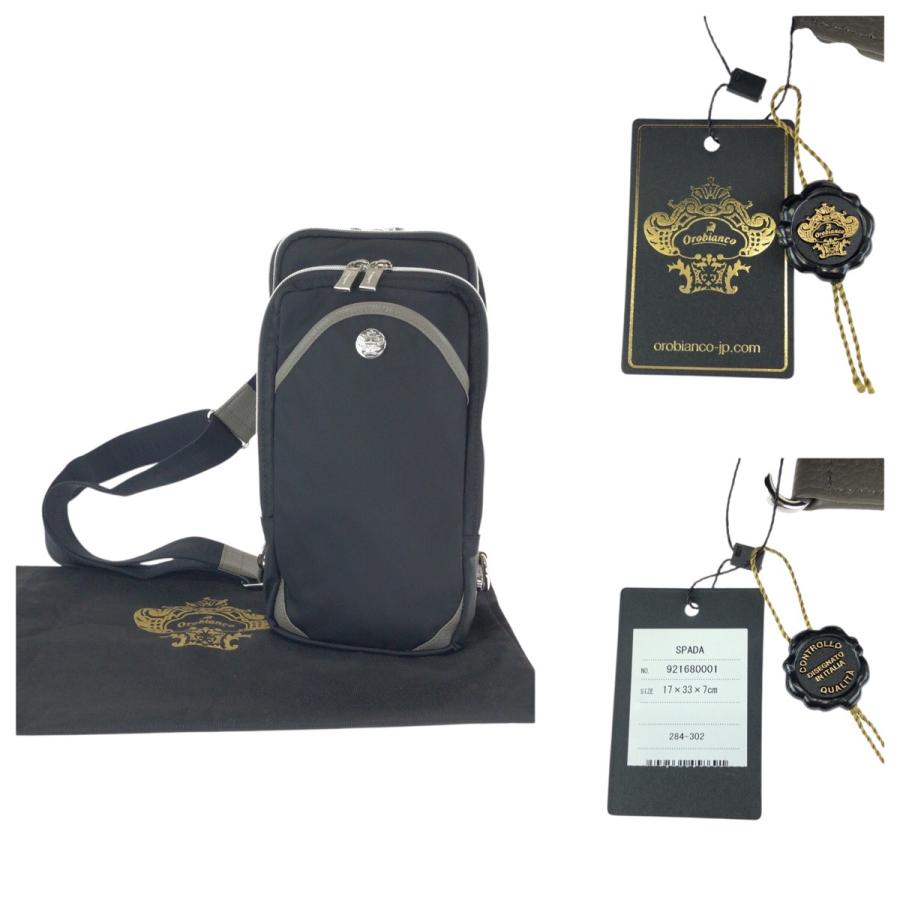 新品未使用 Orobianco オロビアンコ ブラック グレー シルバー金具 ナイロン/レザー 92168 ボディバッグ ショルダーバッグ 601866 新品_4