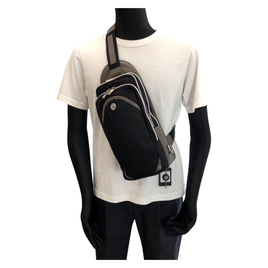 新品未使用 Orobianco オロビアンコ ブラック グレー シルバー金具 ナイロン/レザー 92168 ボディバッグ ショルダーバッグ 601866 新品_5