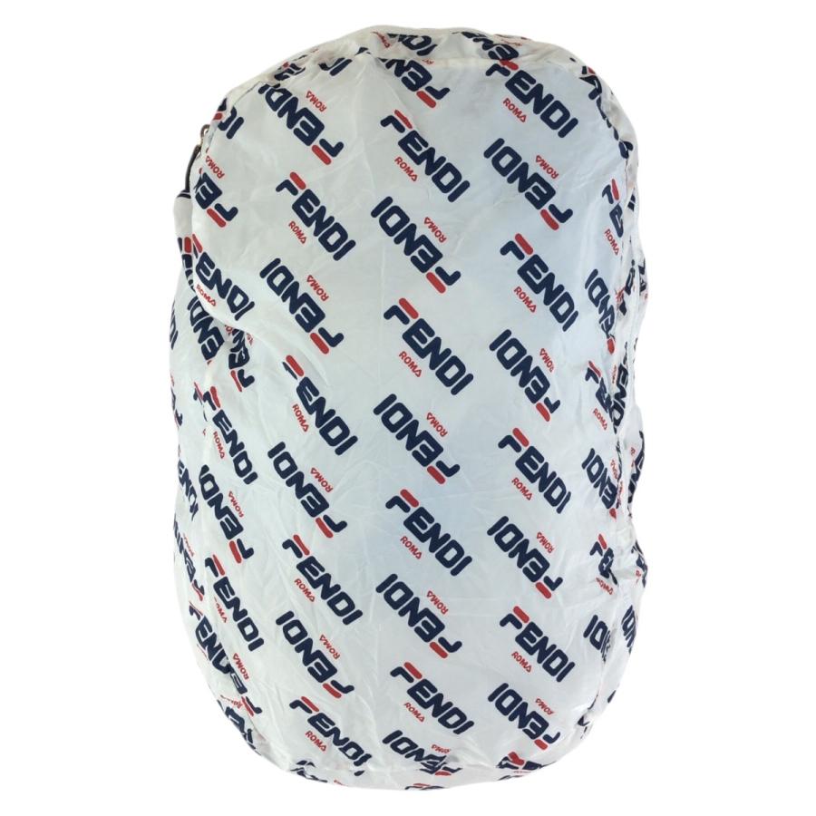 美品 FENDI フェンディ FENDI×FILA エコバッグ ホワイト ゴールド金具 レザー/ナイロン リュック・デイパック 男女兼用 レディース 601874_1