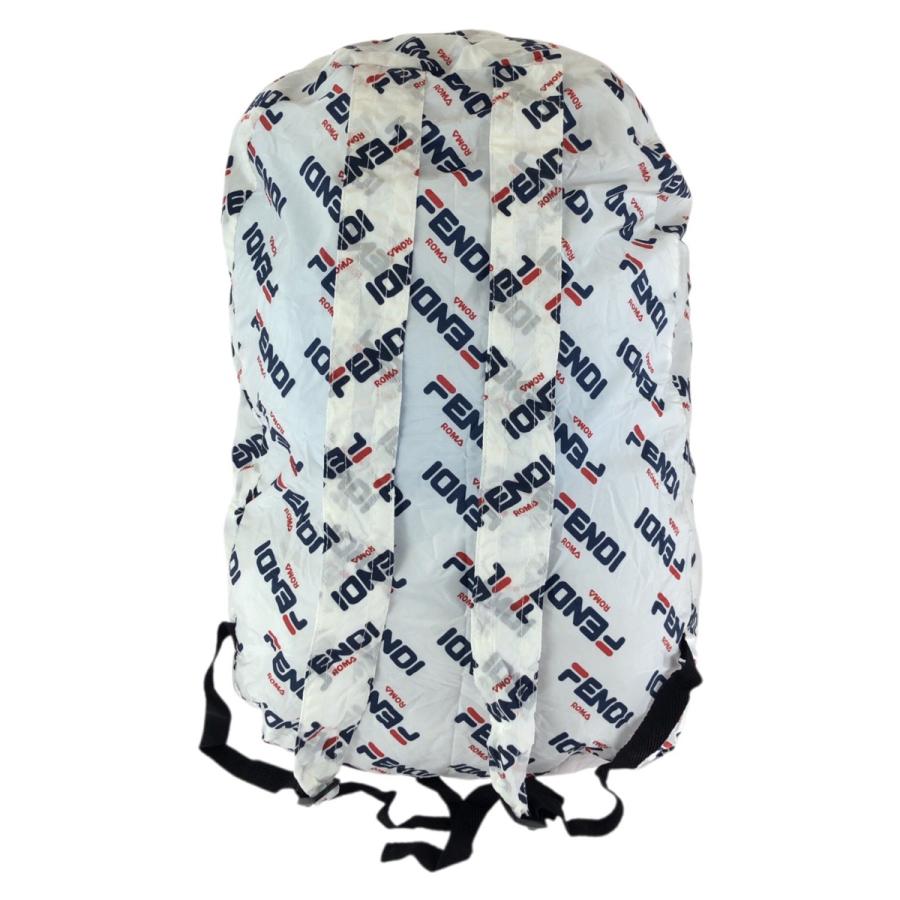 美品 FENDI フェンディ FENDI×FILA エコバッグ ホワイト ゴールド金具 レザー/ナイロン リュック・デイパック 男女兼用 レディース 601874_2