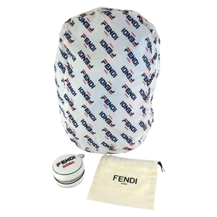 美品 FENDI フェンディ FENDI×FILA エコバッグ ホワイト ゴールド金具 レザー/ナイロン リュック・デイパック 男女兼用 レディース 601874_6