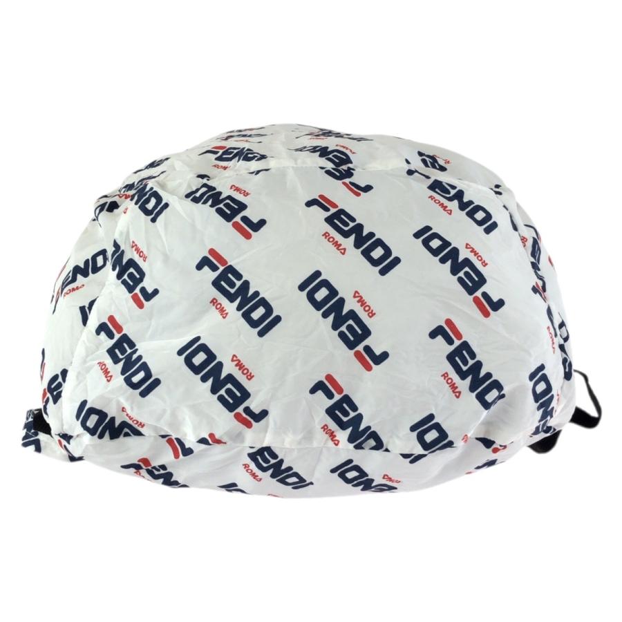 美品 FENDI フェンディ FENDI×FILA エコバッグ ホワイト ゴールド金具 レザー/ナイロン リュック・デイパック 男女兼用 レディース 601874_7