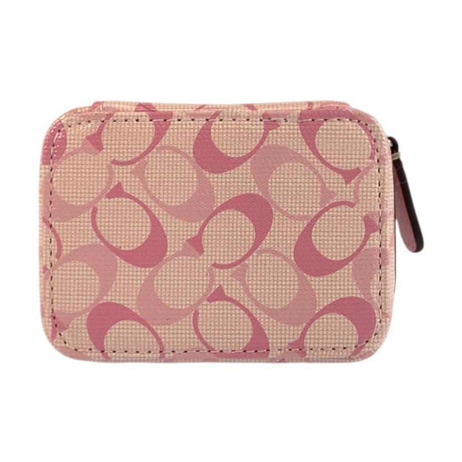 COACH（コーチ） 美品 シグネチャー ピンク シルバー金具 PVC ポーチ