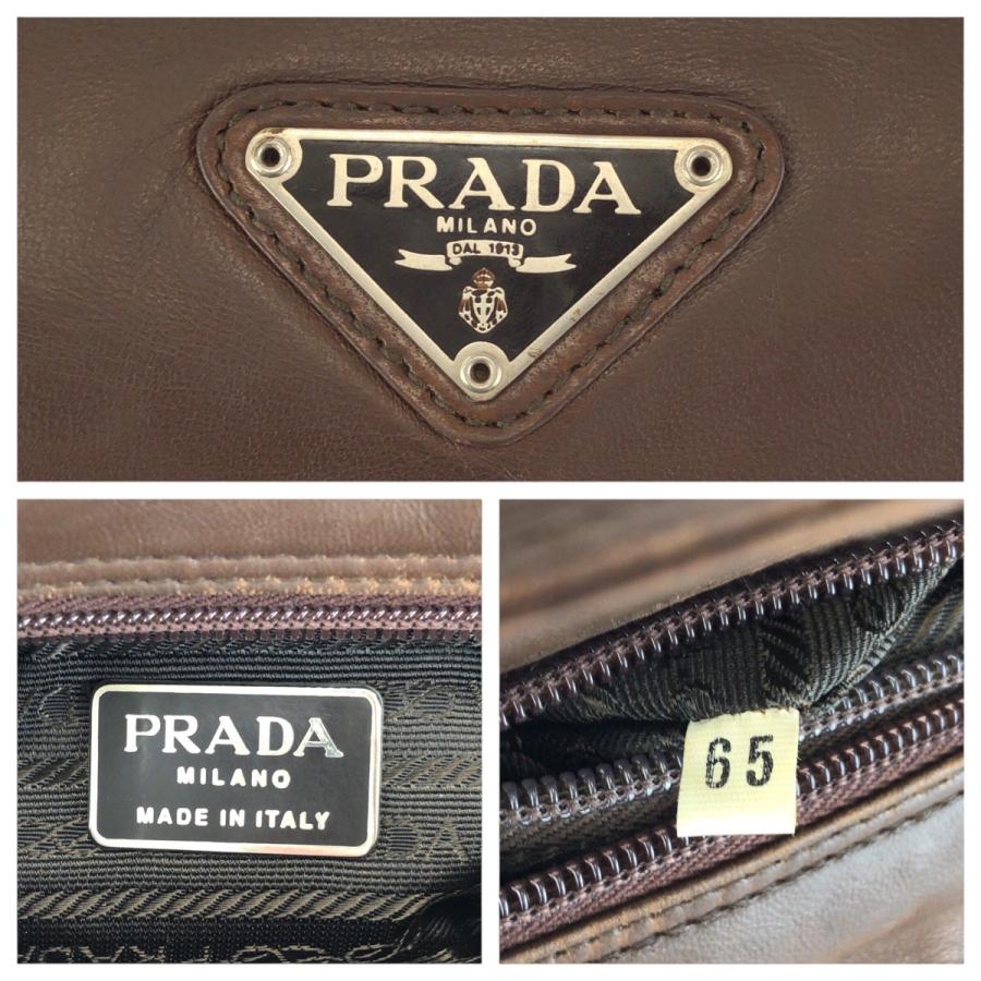 PRADA（プラダ） ヴィンテージ 三角ロゴプレート ブラウン シルバー